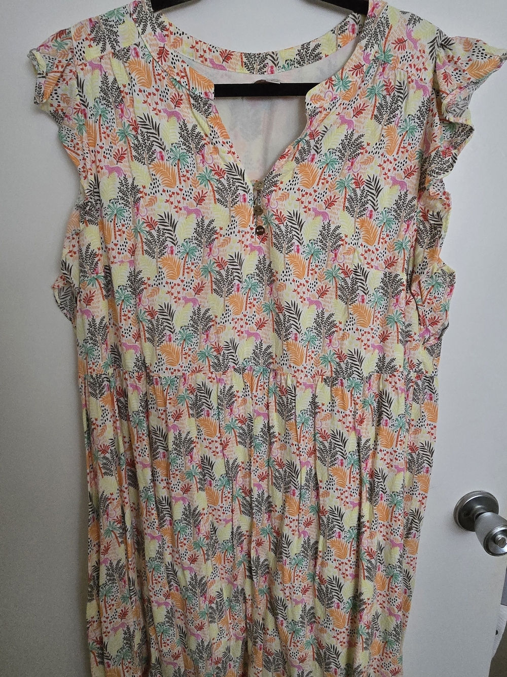 LOFT Floral Tropical Print Midi Dress